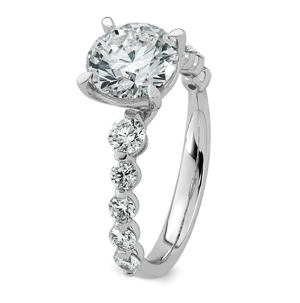 14K White Gold 2 3/4ct Certified Rd Ctr Lab Grown Diamond VS+ F+ w/ Round Sides Comp. Eng