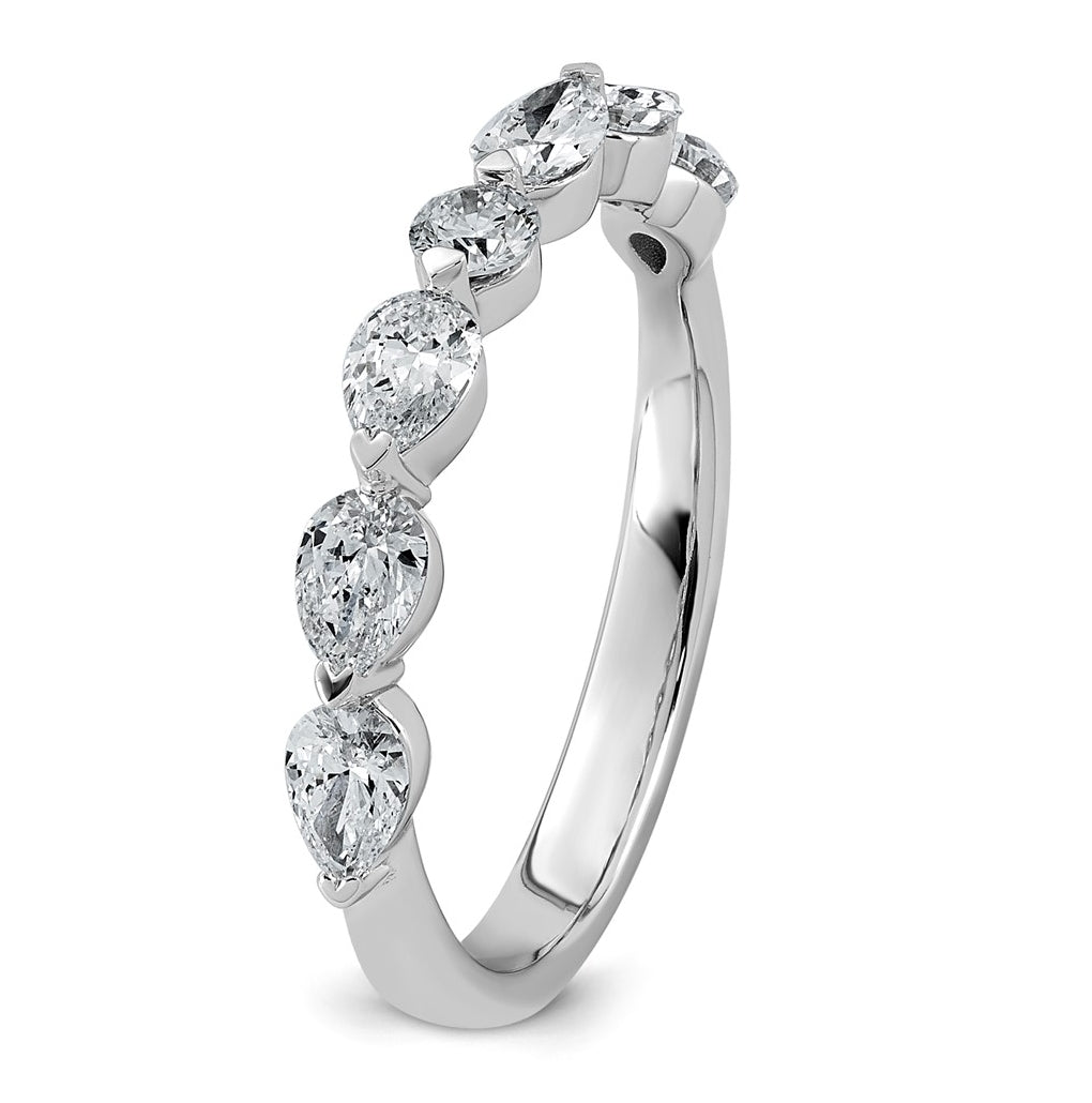 14K White Gold 7/8ct Lab Grown Diamond VS+ F+ Pear Shape Stones Wedding Band