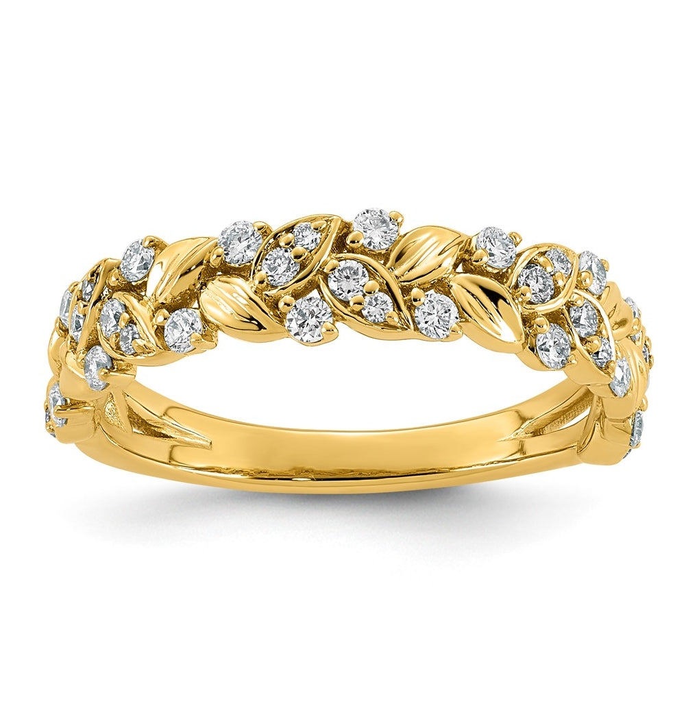 14K Yellow Gold 3/8ct Lab Grown Diamond VS+ F+ Comp Fashion Ring Size 7– Elegant Jewelry Gift for Birthday, Anniversary, Engagement, Wedding