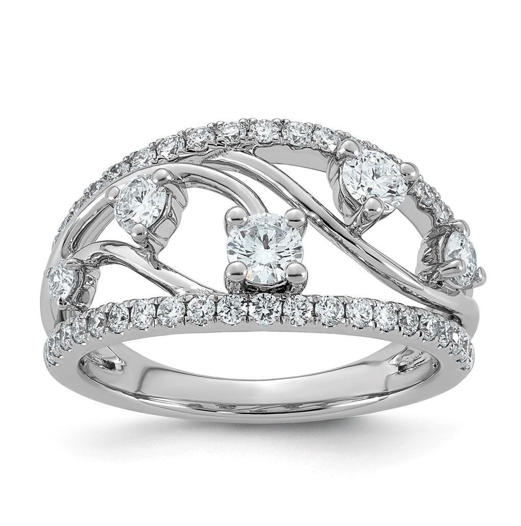 14K White Gold 1ct Lab Grown Diamond VS+ F+ Comp Fashion Ring Size 7– Elegant Jewelry Gift for Birthday, Anniversary, Engagement, Wedding