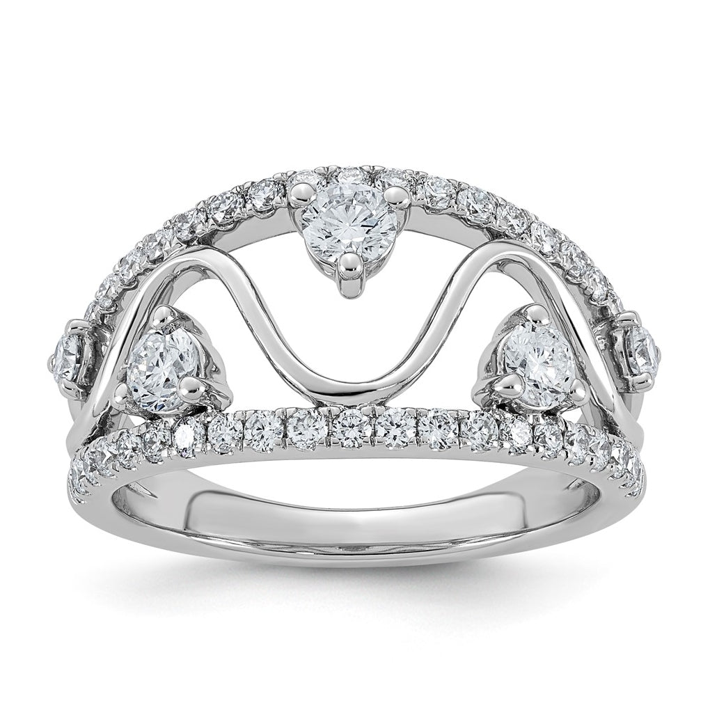 14K White Gold 1 Cttw Lab Grown Diamond VS+ F+ Comp Fashion Ring Size 7– Elegant Jewelry Gift for Birthday, Anniversary, Engagement, Wedding