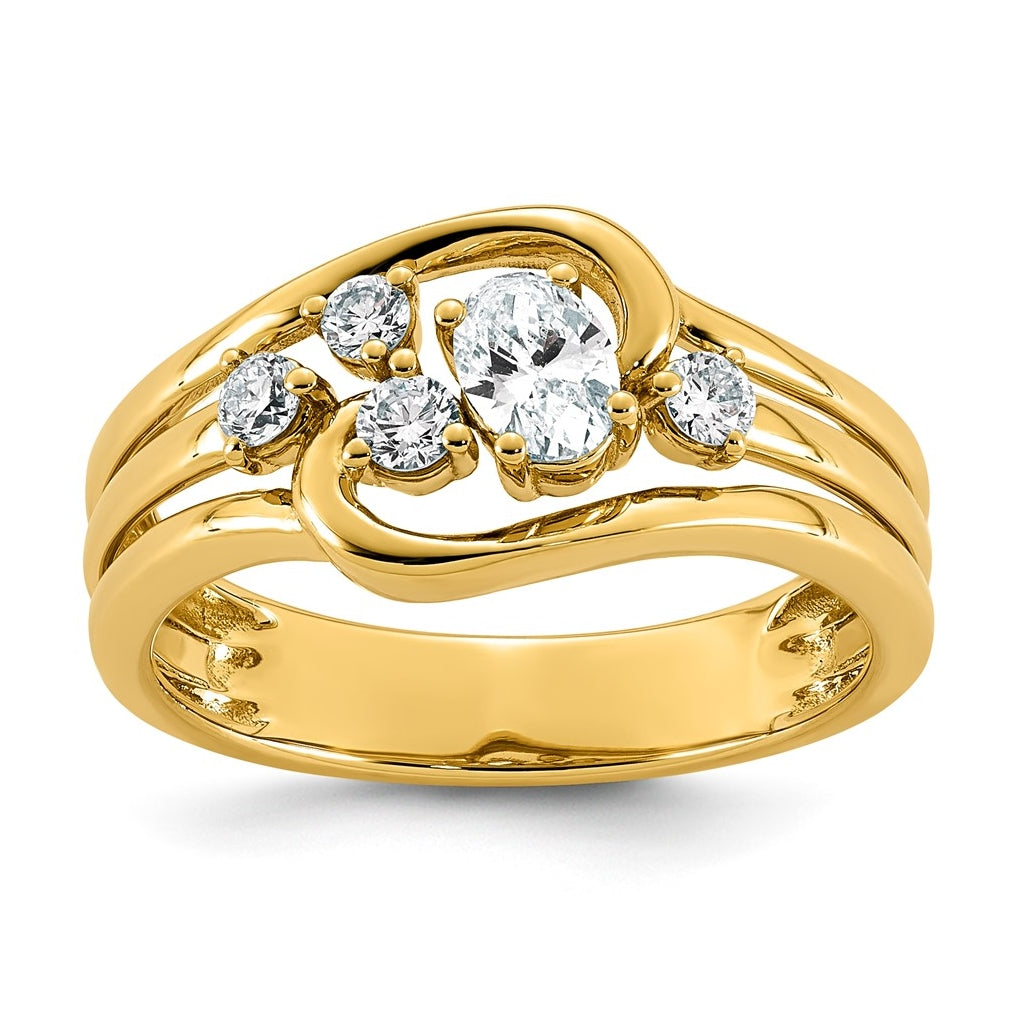 14K Yellow Gold 1/2ct Lab Grown Diamond VS+ F+ Comp Fashion Ring – Elegant Jewelry Gift for Birthday, Anniversary, Engagement, Wedding