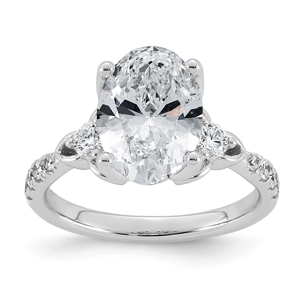 14K White Gold Cert Oval Center Lab Grown Diamond VS+ F+ Engagement Ring Size 7– Elegant Jewelry Gift for Birthday, Anniversary, Engagement, Wedding
