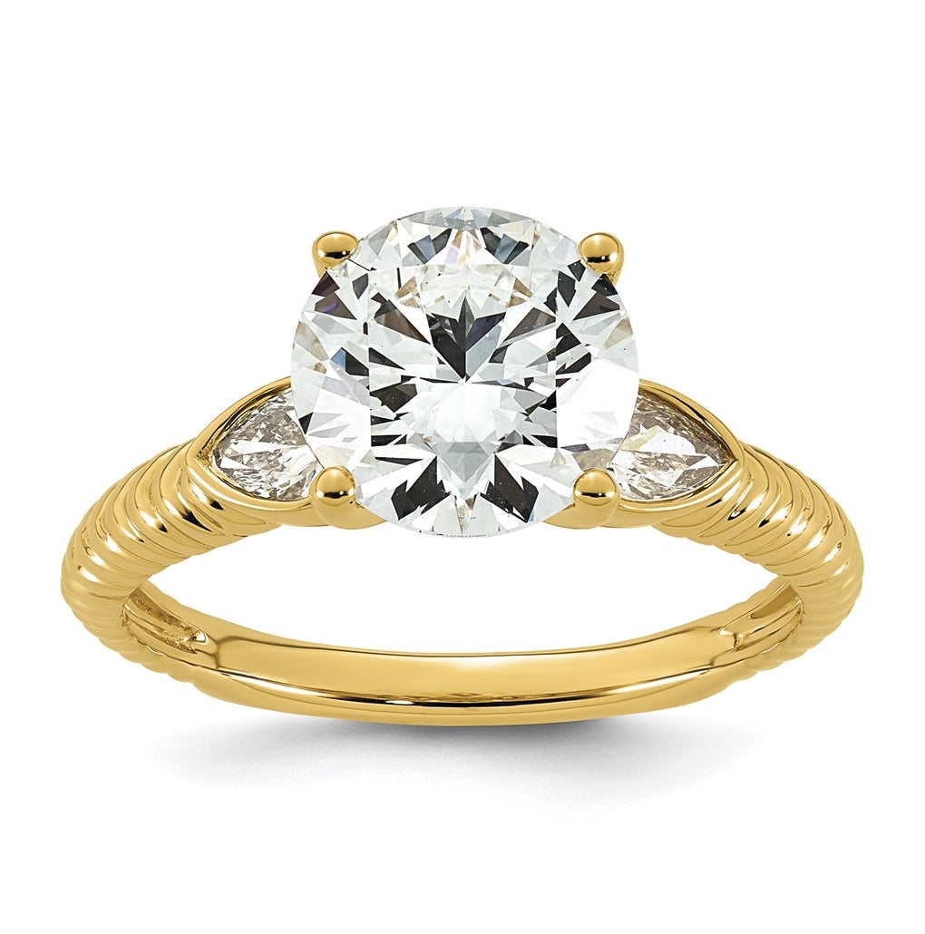 14K Yellow Gold Cert Round Center Lab-Grown Diamond VS+ F+ Engagement Ring Size 7– Elegant Jewelry Gift for Birthday, Anniversary, Engagement, Wedding