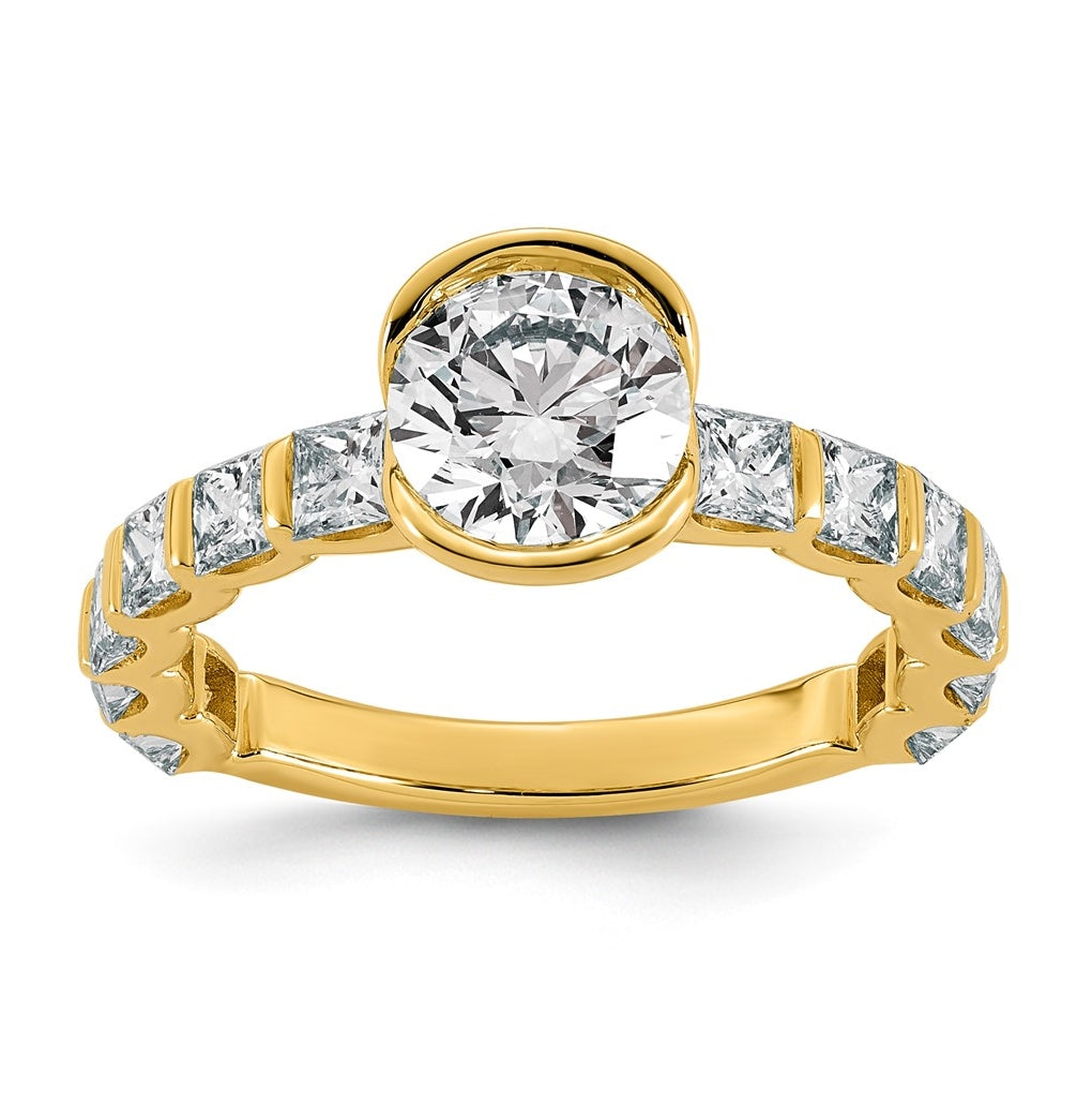 14K Yellow Gold 3 Cttw Cert Round Center Lab Grown Diamond VS+ F+ Comp Ring – Elegant Jewelry Gift for Birthday, Anniversary, Engagement, Wedding