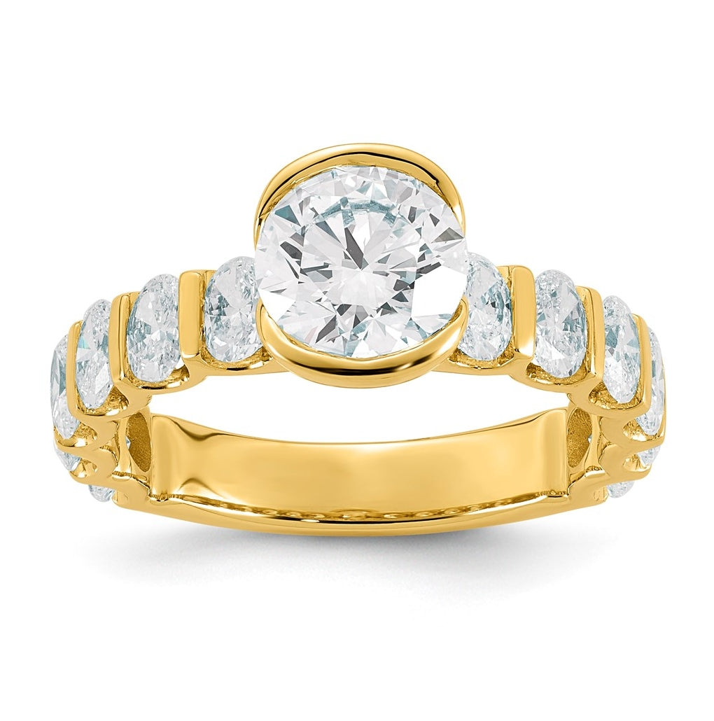 14K Yellow Gold 3ct Cert Round Center Lab Grown Diamond VS+ F+ Comp Ring – Elegant Jewelry Gift for Birthday, Anniversary, Engagement, Wedding
