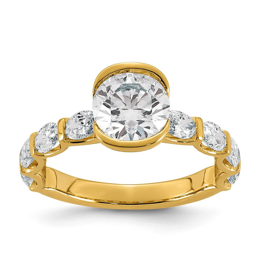 14K Yellow Gold 2.5ct Cert Round Center Lab Grown Diamond VS+ F+ Comp Ring – Elegant Jewelry Gift for Birthday, Anniversary, Engagement, Wedding