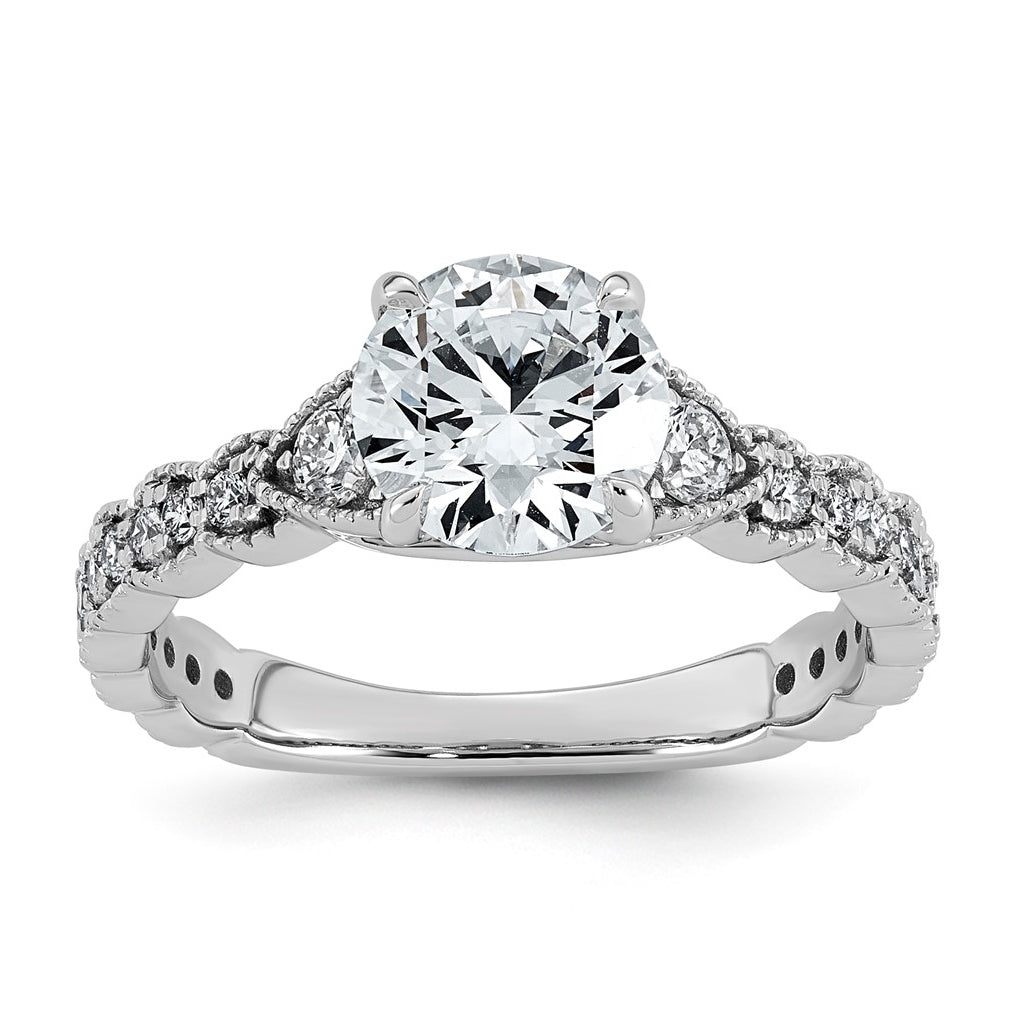 14K White Gold 1 7/8ct Cert Round Center Lab Grown Diamond VS+ F+ Comp Ring – Elegant Jewelry Gift for Birthday, Anniversary, Engagement, Wedding