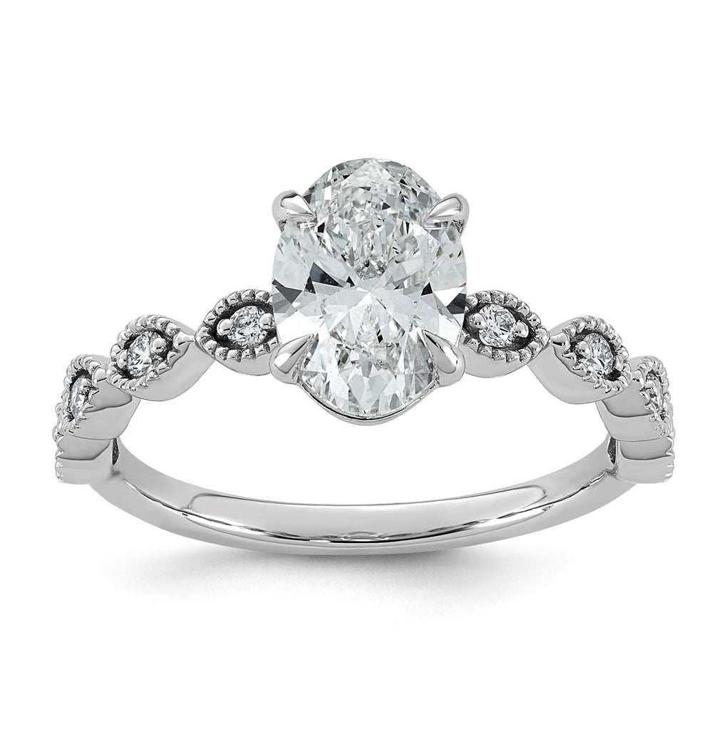 14K White Gold 1 5/8ct Cert Oval Center Lab Grown Diamond VS+ F+ Engagement Comp Ring – Elegant Jewelry Gift for Birthday, Anniversary, Engagement, Wedding