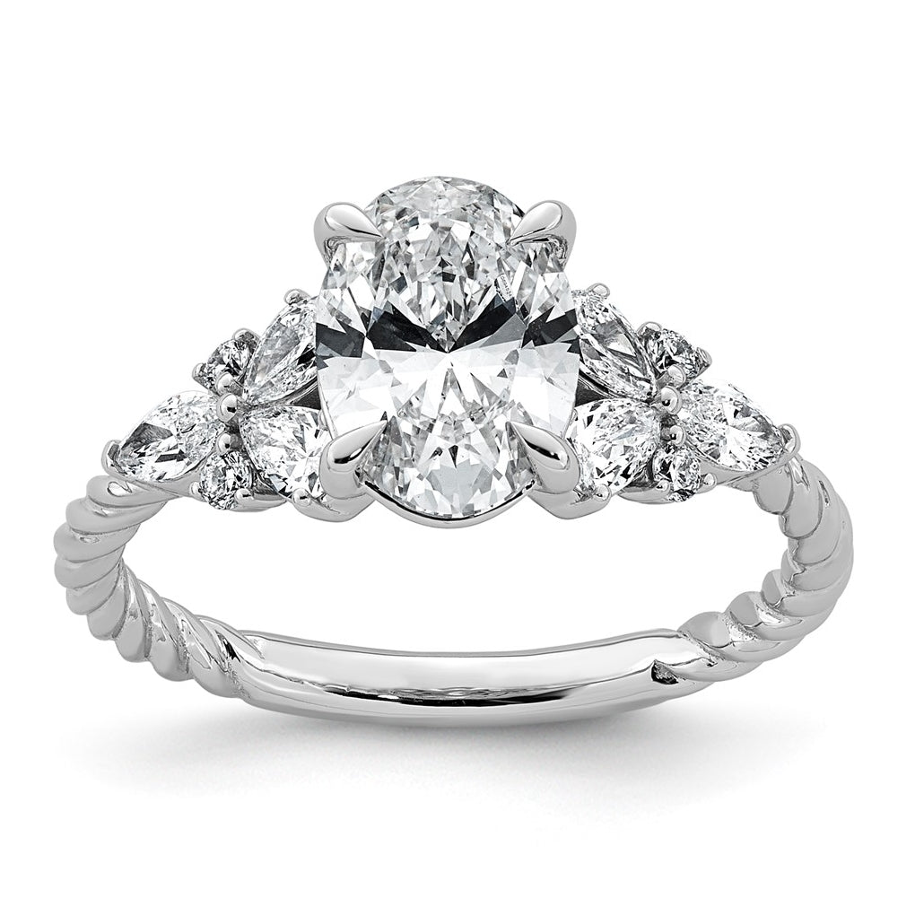 14K White Gold 2ct Cert Oval Center Lab Grown Diamond VS+ F+ Comp Ring – Elegant Jewelry Gift for Birthday, Anniversary, Engagement, Wedding