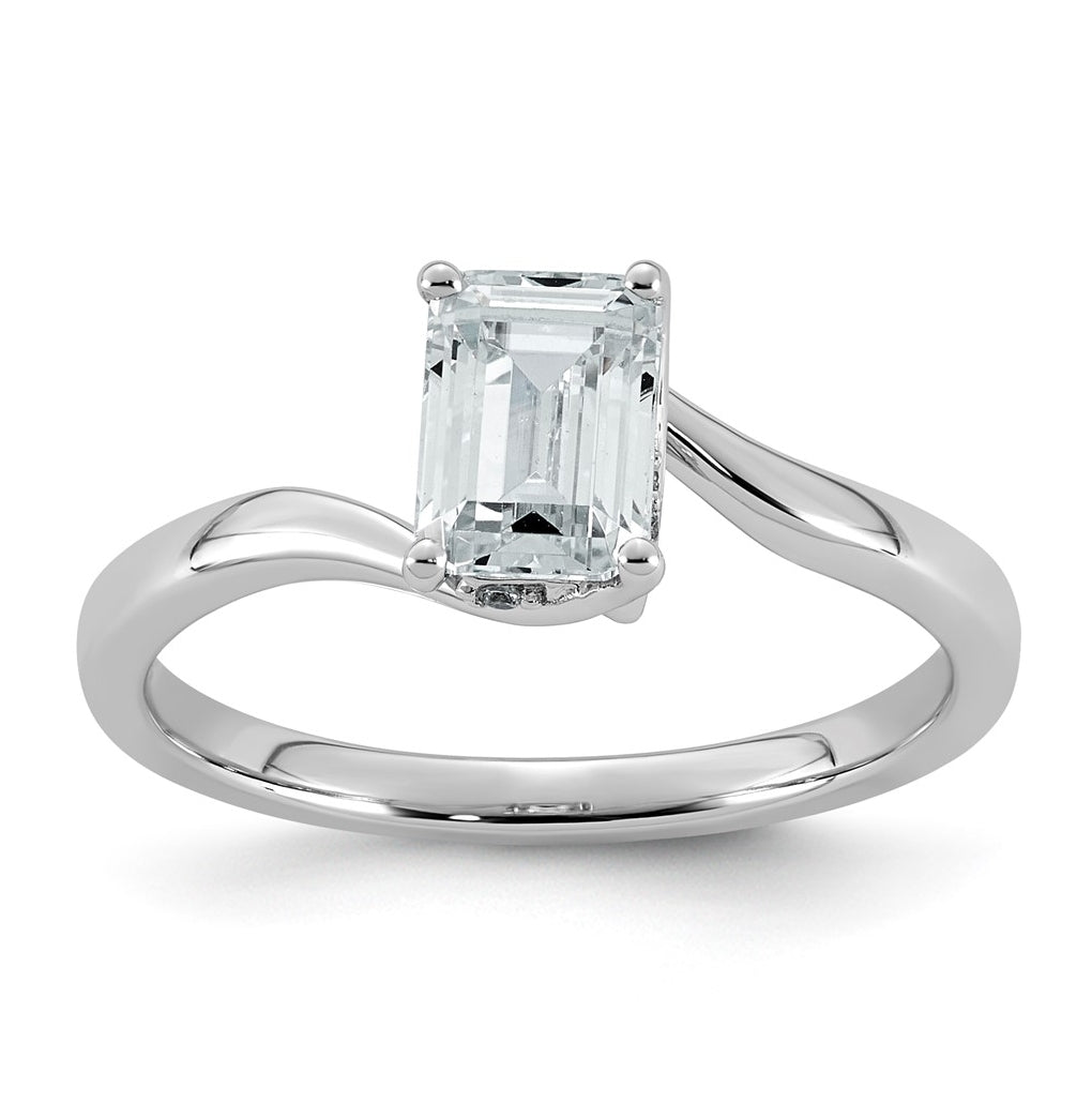 14K White Gold 1ct Emerald-cut Center Lab Grown Diamond VS+ F+ Complete Twist Ring – Elegant Jewelry Gift for Birthday, Anniversary, Engagement, Wedding