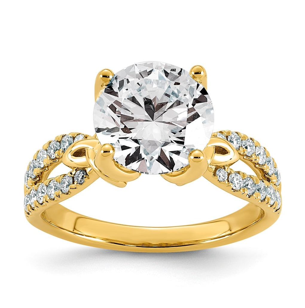 14K Yellow Gold Certified Round Center Lab Grown Dia VS+ F+ Comp Ring – Elegant Jewelry Gift for Birthday, Anniversary, Engagement, Wedding