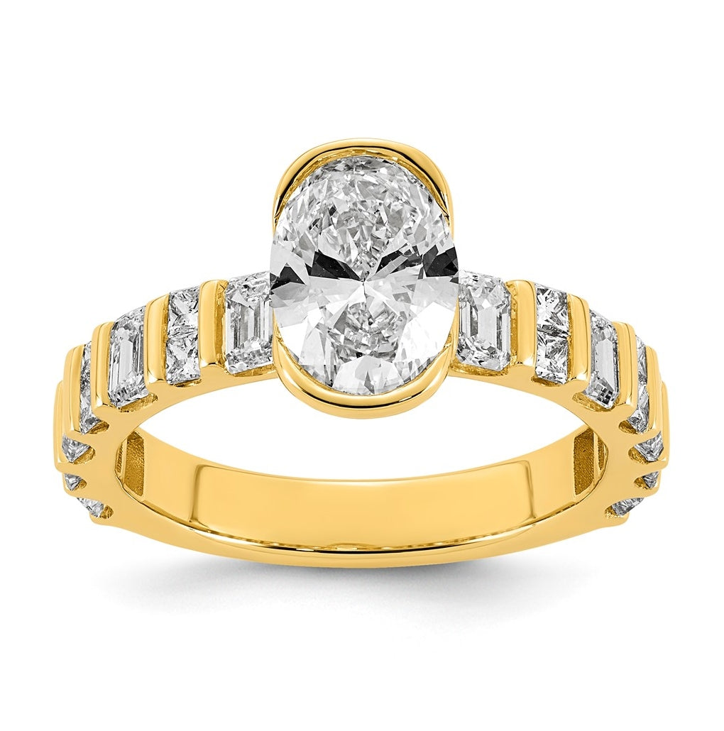 14K Yellow Gold 2 7/8ct Cert Oval Center Lab Grown Diamond VS+ F+ Comp Ring – Elegant Jewelry Gift for Birthday, Anniversary, Engagement, Wedding