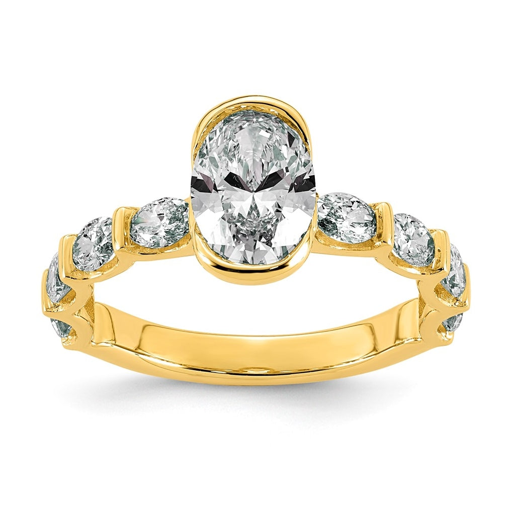 14K Yellow Gold 2 1/2 Cttw Cert Oval Center Lab Grown Diamond VS+ F+ Comp Ring Size 7– Elegant Jewelry Gift for Birthday, Anniversary, Engagement, Wedding