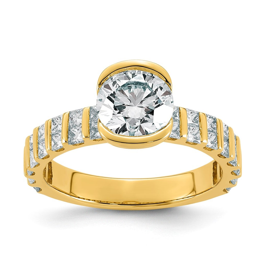14K Yellow Gold 2 1/2ct Cert Round Center Lab Grown Diamond VS+ F+ Comp Ring – Elegant Jewelry Gift for Birthday, Anniversary, Engagement, Wedding