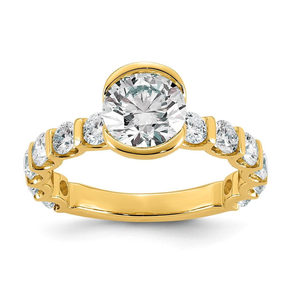 14K Yellow Gold 2 3/4ct Cert Round Center Lab Grown Diamond VS+ F+ Comp Ring – Elegant Jewelry Gift for Birthday, Anniversary, Engagement, Wedding