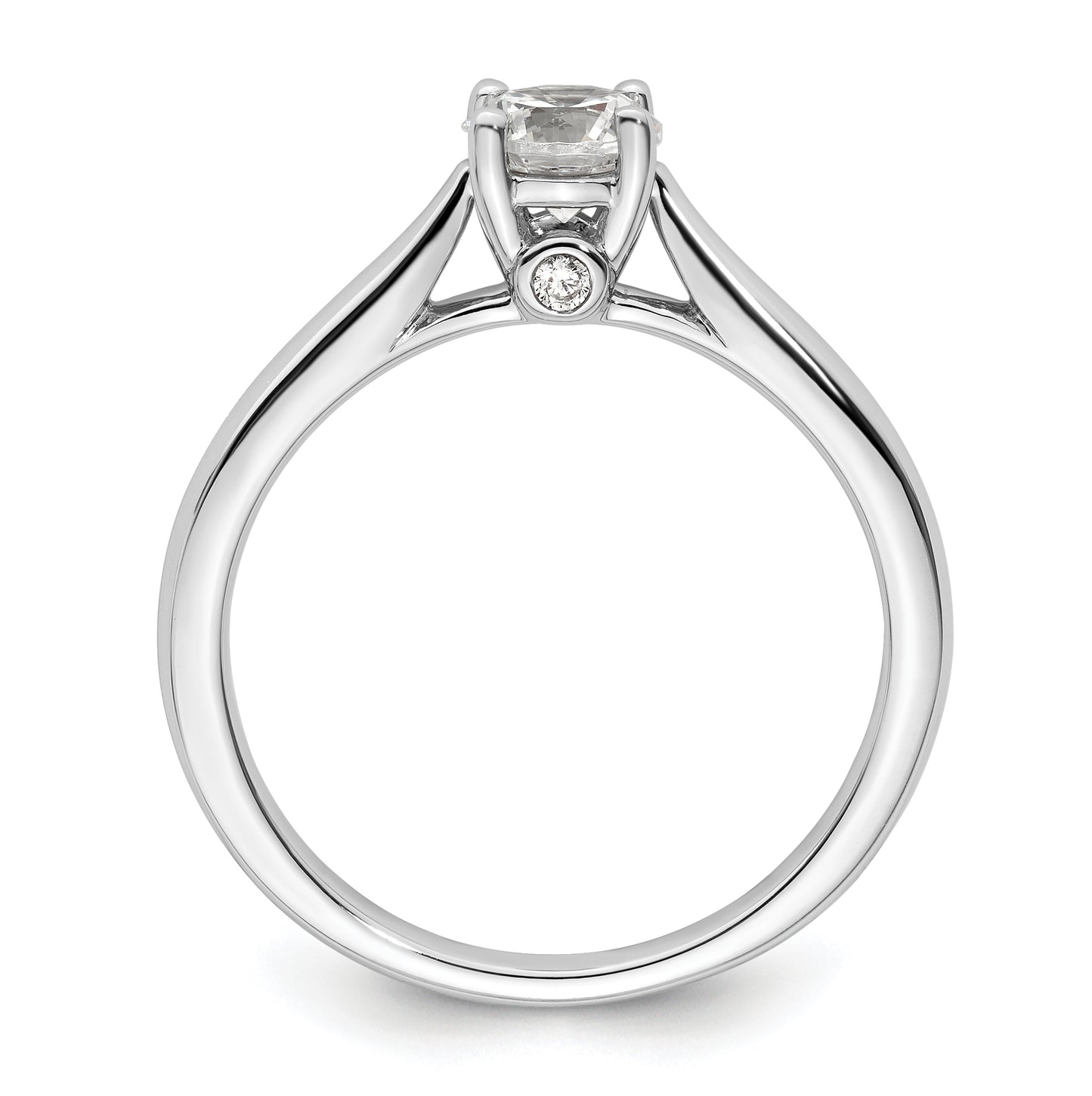 14k White Gold (Holds 1/2 carat (5.20 mm) Round) 4-Prong with .03 carat Diamond Semi-Mount Engagement Ring