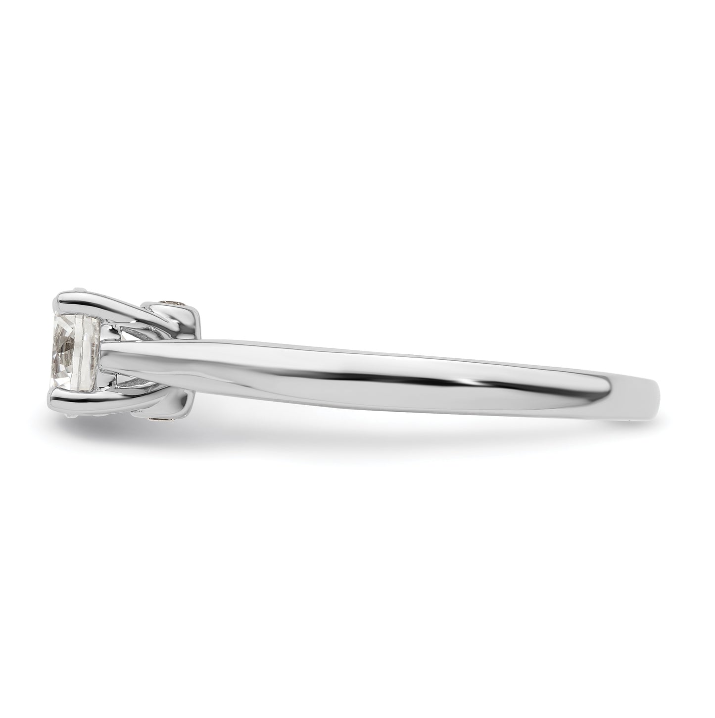 14k White Gold (Holds 1/2 carat (5.20 mm) Round) 4-Prong with .03 carat Diamond Semi-Mount Engagement Ring
