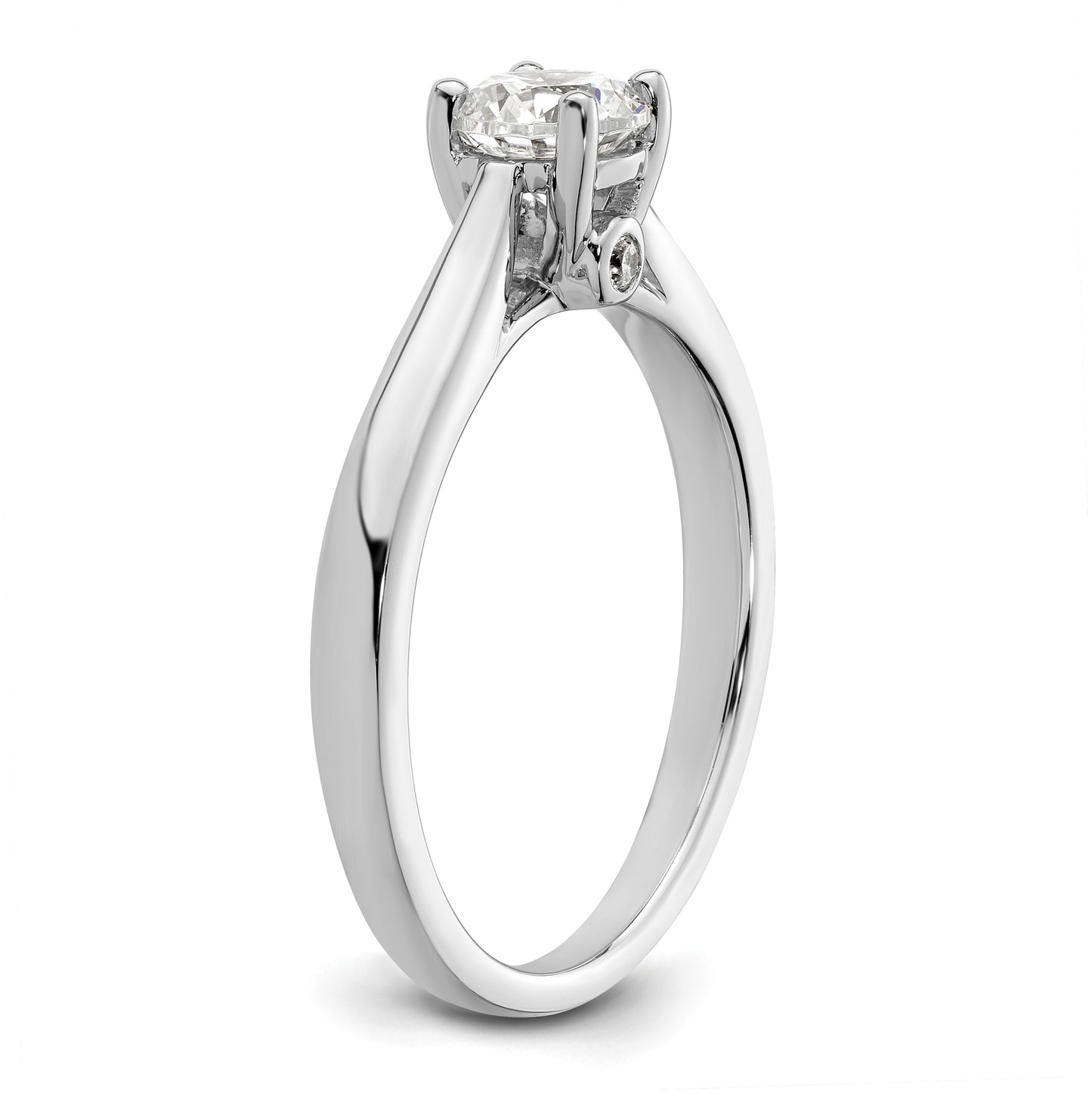 14k White Gold (Holds 1/2 carat (5.20 mm) Round) 4-Prong with .03 carat Diamond Semi-Mount Engagement Ring