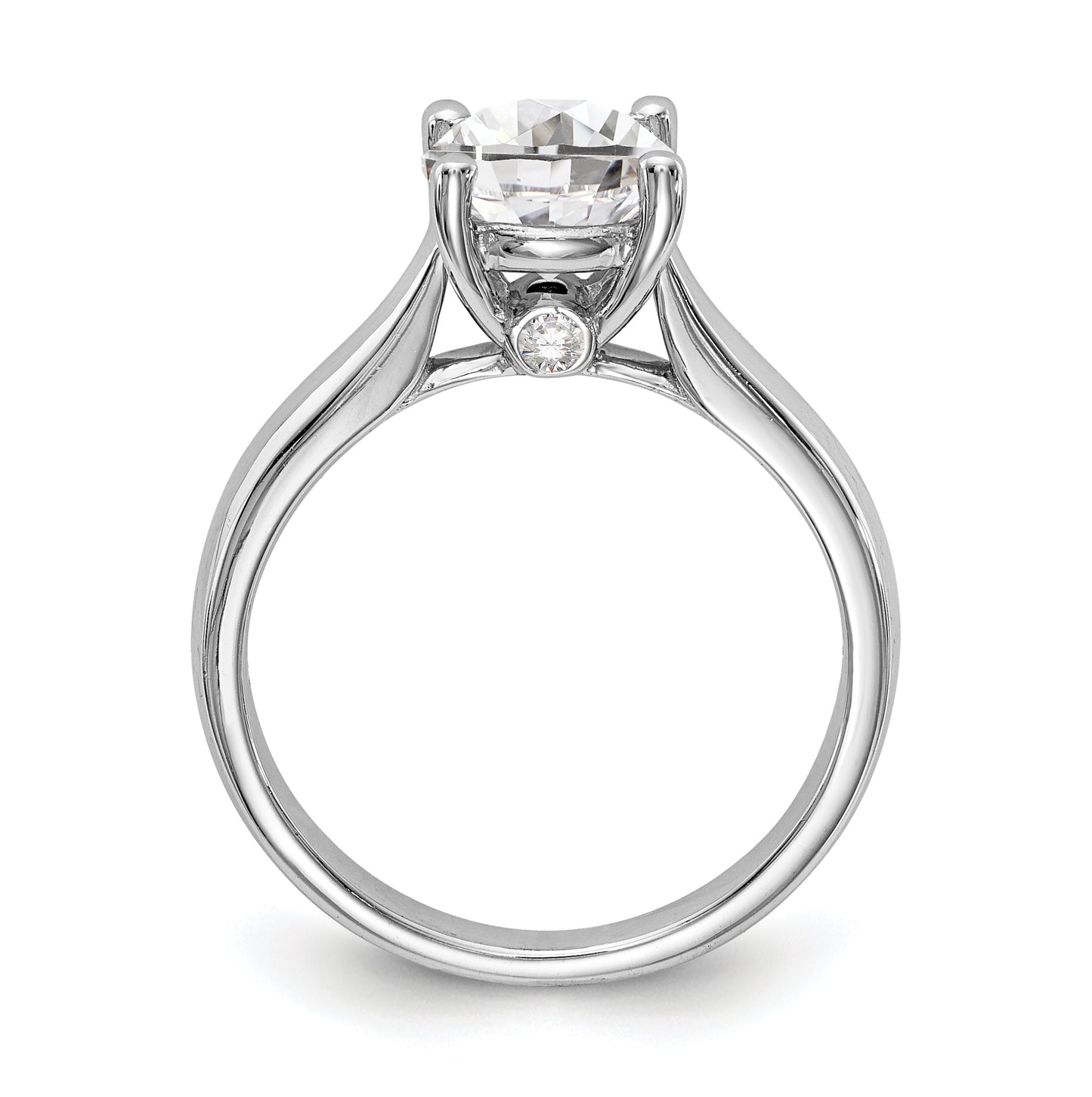 14k White Gold (Holds 1 carat (6.50 mm) Round) 4-Prong with .03 carat Diamond Semi-Mount Engagement Ring