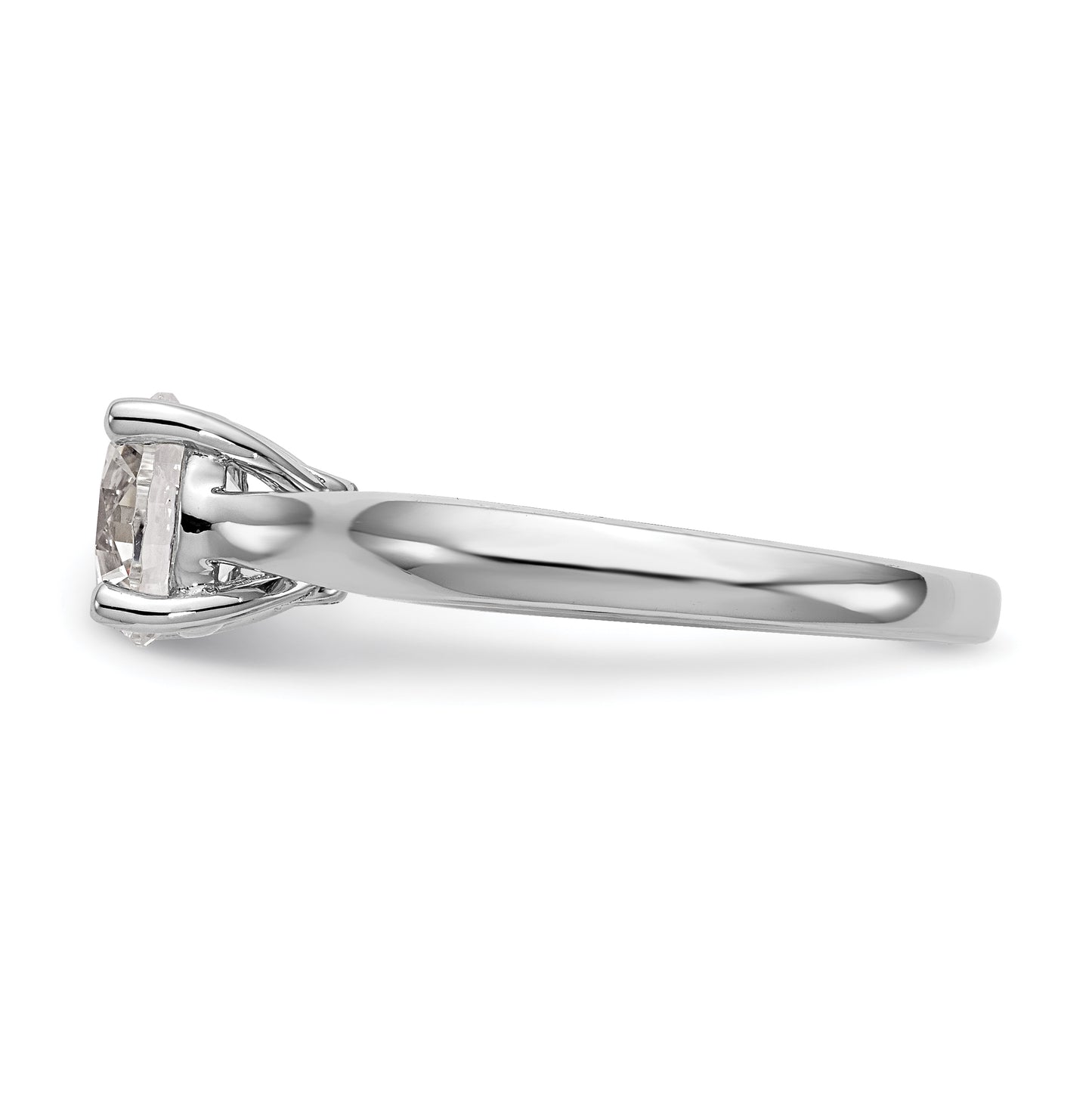 14k White Gold (Holds 1 carat (6.50 mm) Round) 4-Prong with .03 carat Diamond Semi-Mount Engagement Ring