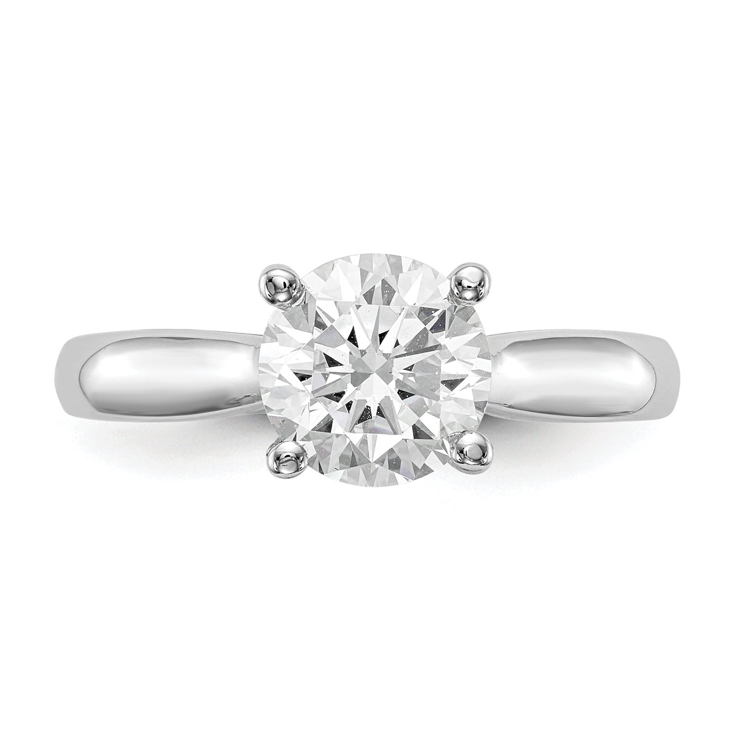 14k White Gold (Holds 1 carat (6.50 mm) Round) 4-Prong with .03 carat Diamond Semi-Mount Engagement Ring