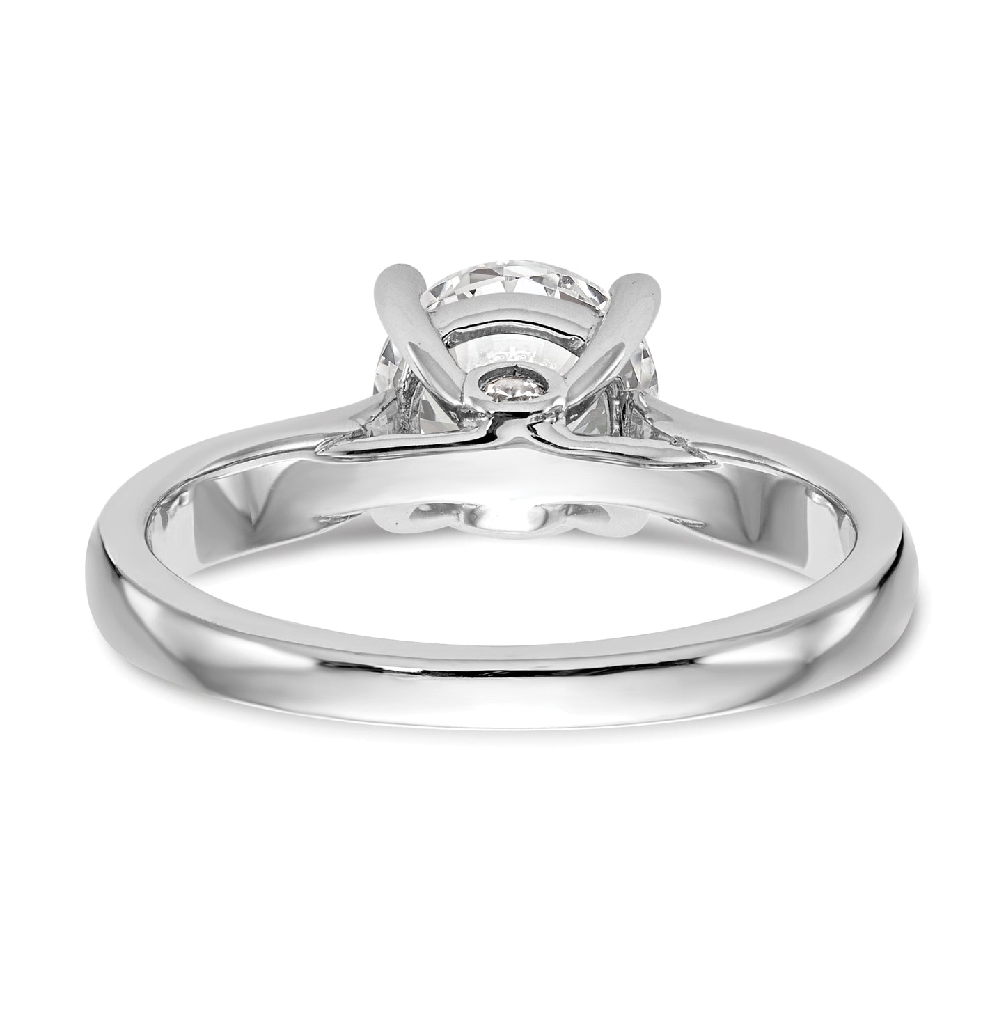 14k White Gold (Holds 1 carat (6.50 mm) Round) 4-Prong with .03 carat Diamond Semi-Mount Engagement Ring