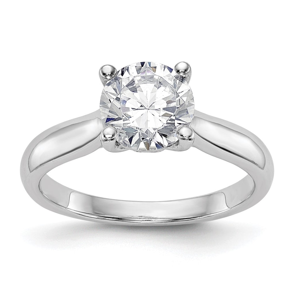 14k White Gold (Holds 1 carat (6.50 mm) Round) 4-Prong with .03 carat Diamond Semi-Mount Engagement Ring
