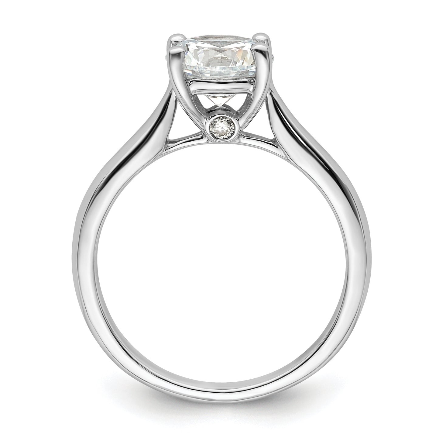 14k White Gold (Holds 1.5 carat (7.50 mm) Round) 4-Prong with 1/20 carat Diamond Semi-Mount Engagement Ring