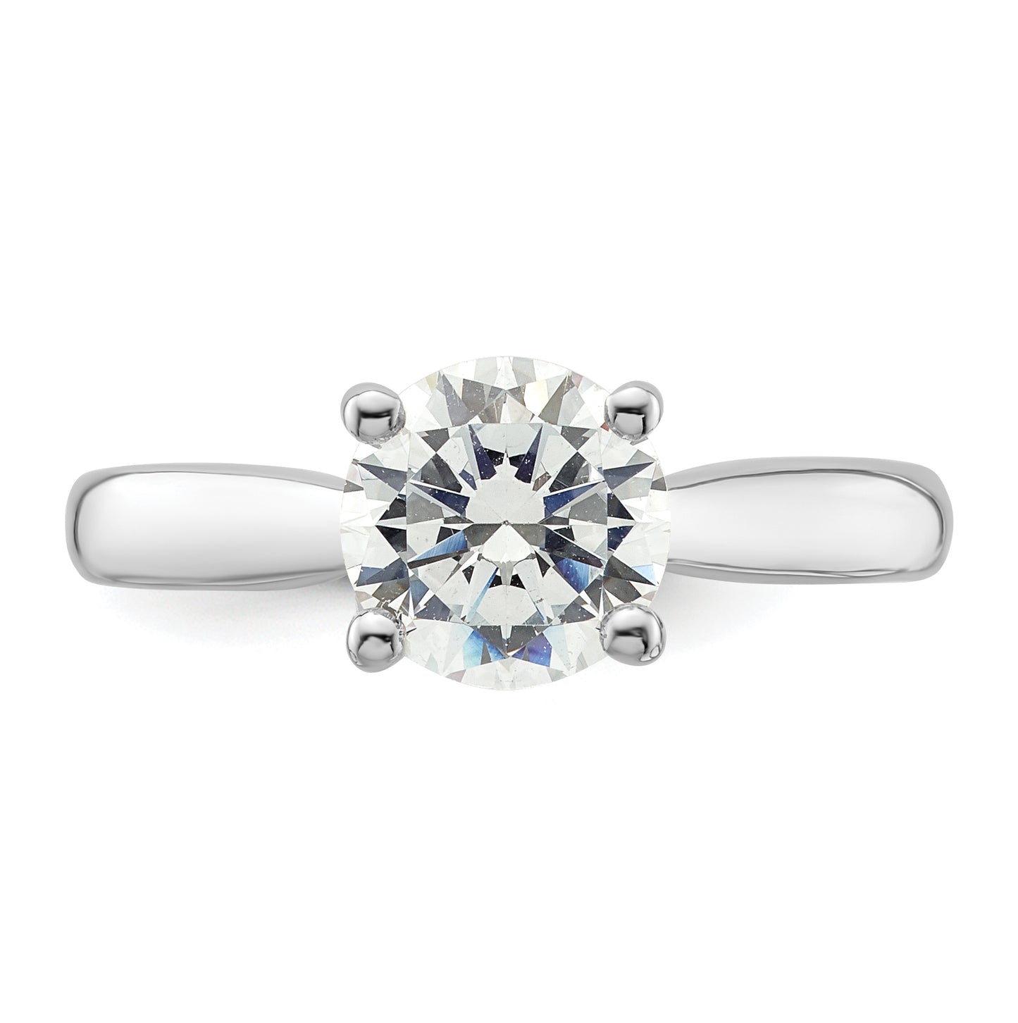 14k White Gold (Holds 1.5 carat (7.50 mm) Round) 4-Prong with 1/20 carat Diamond Semi-Mount Engagement Ring