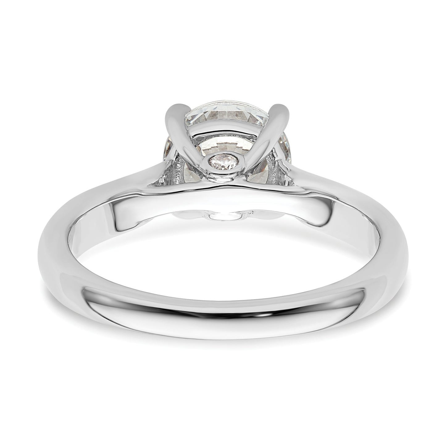 14k White Gold (Holds 1.5 carat (7.50 mm) Round) 4-Prong with 1/20 carat Diamond Semi-Mount Engagement Ring