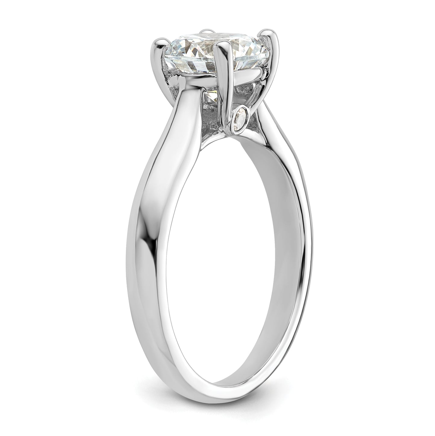 14k White Gold (Holds 1.5 carat (7.50 mm) Round) 4-Prong with 1/20 carat Diamond Semi-Mount Engagement Ring