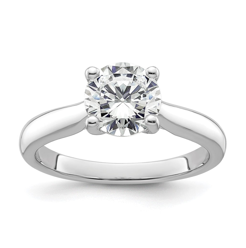 14k White Gold (Holds 1.5 carat (7.50 mm) Round) 4-Prong with 1/20 carat Diamond Semi-Mount Engagement Ring