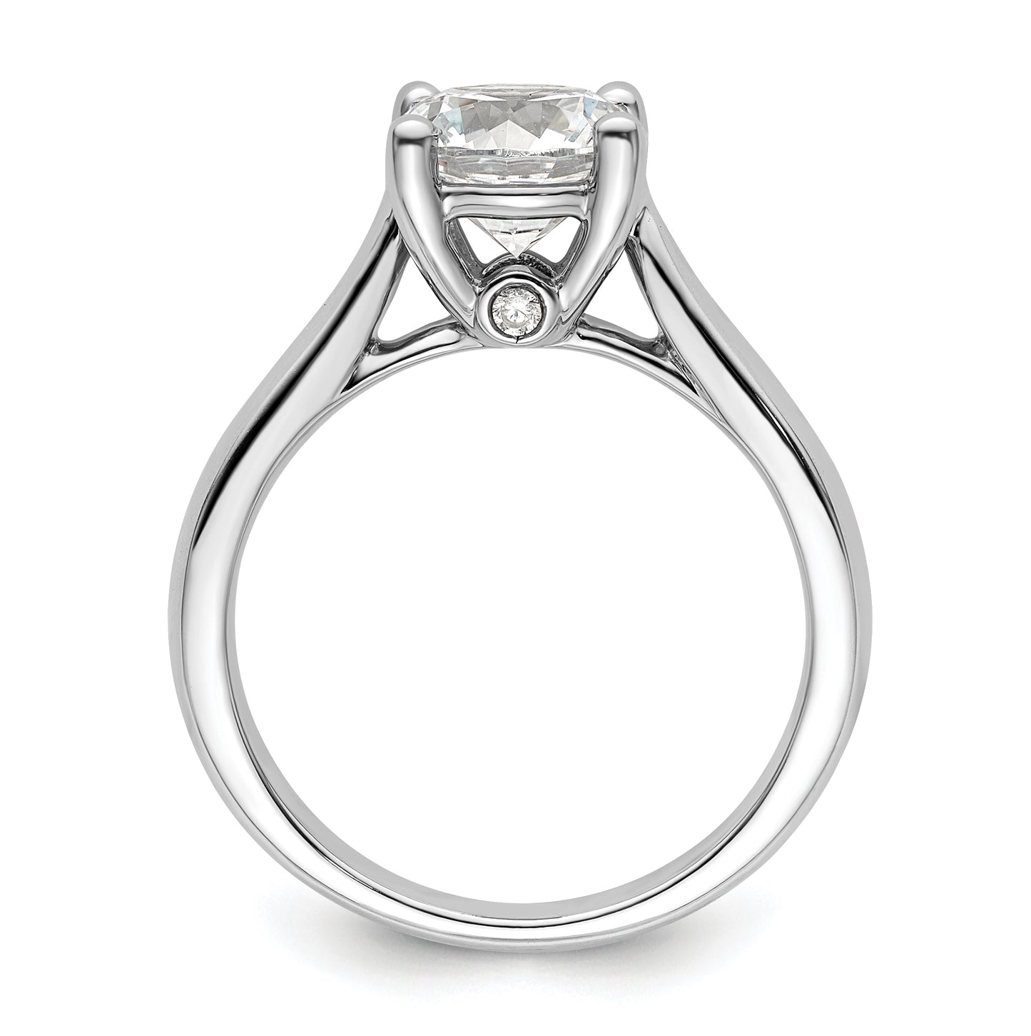 14k White Gold (Holds 2 carat (8.20 mm) Round) 4-Prong with 1/20 carat Diamond Semi-Mount Engagement Ring