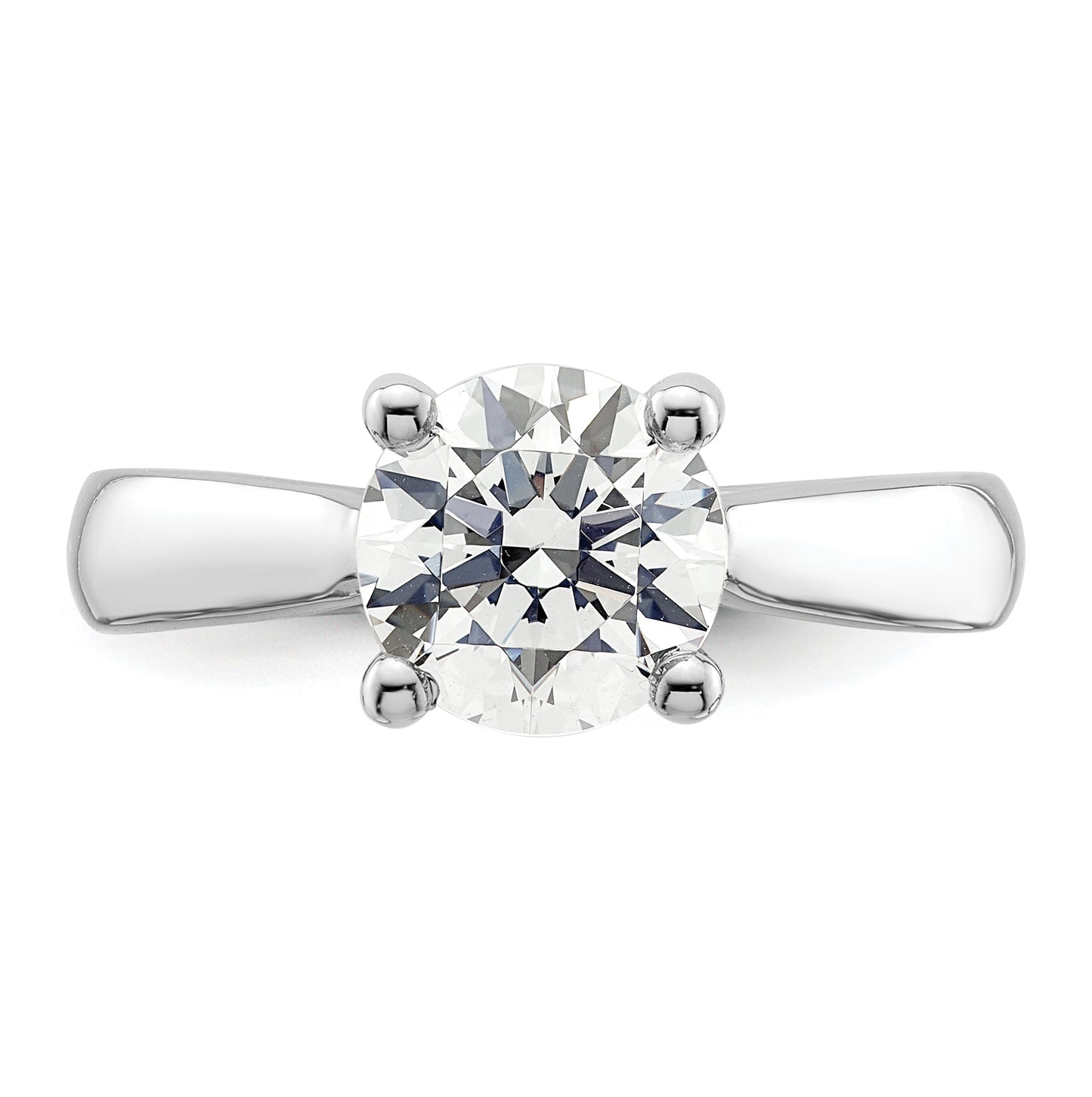 14k White Gold (Holds 2 carat (8.20 mm) Round) 4-Prong with 1/20 carat Diamond Semi-Mount Engagement Ring