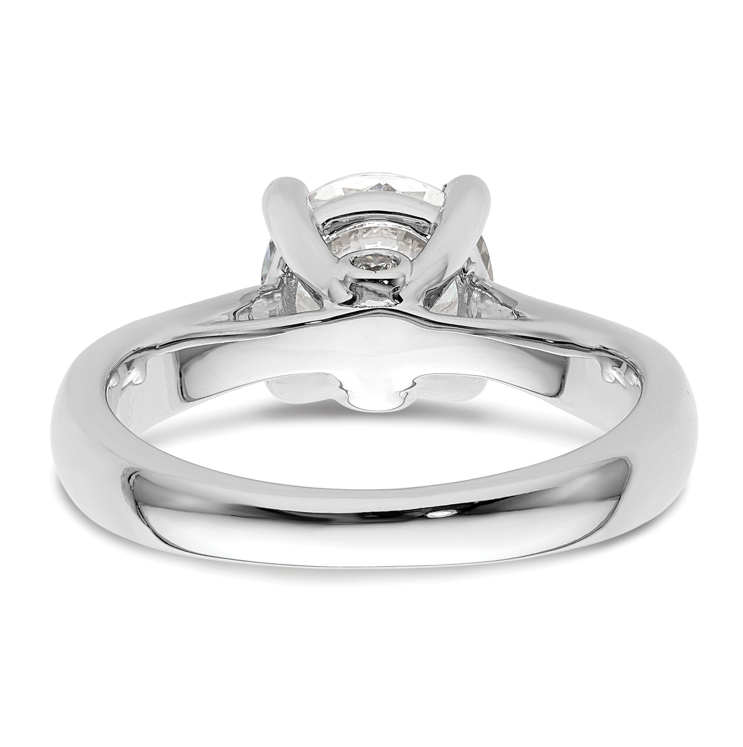 14k White Gold (Holds 2 carat (8.20 mm) Round) 4-Prong with 1/20 carat Diamond Semi-Mount Engagement Ring