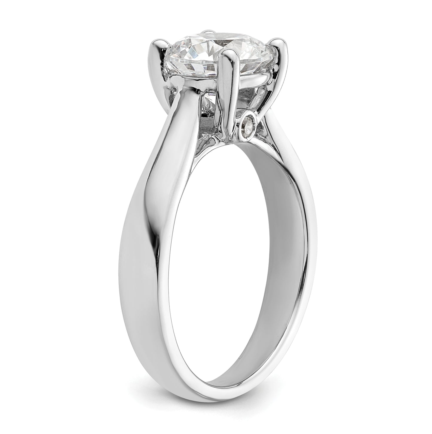 14k White Gold (Holds 2 carat (8.20 mm) Round) 4-Prong with 1/20 carat Diamond Semi-Mount Engagement Ring