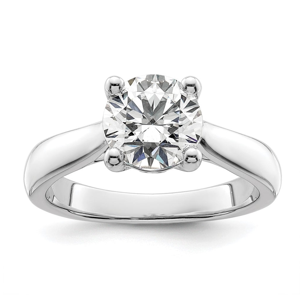 14k White Gold (Holds 2 carat (8.20 mm) Round) 4-Prong with 1/20 carat Diamond Semi-Mount Engagement Ring