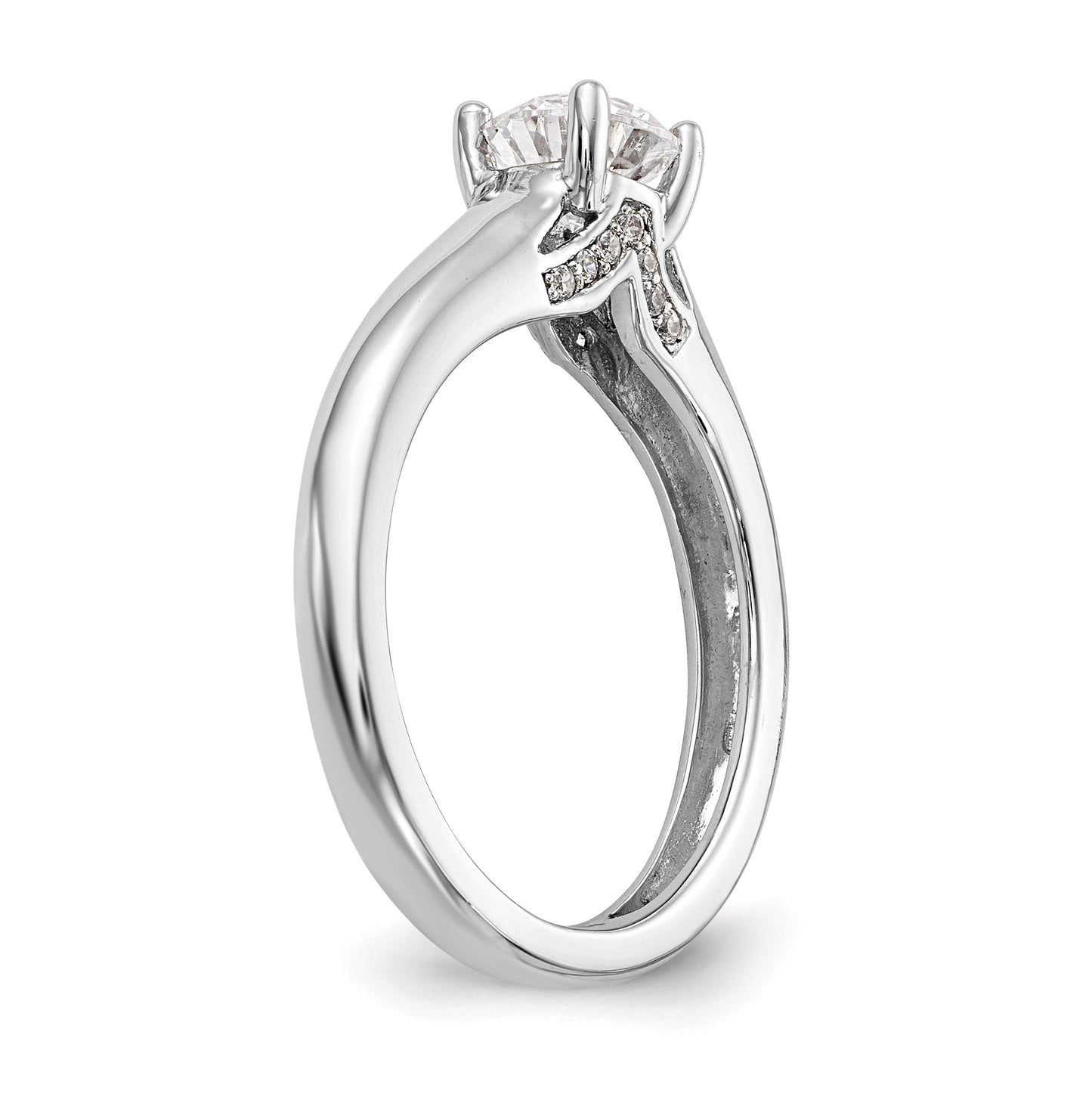 14K White Gold Round Solitaire Diamond Semi-mount Engagement Ring