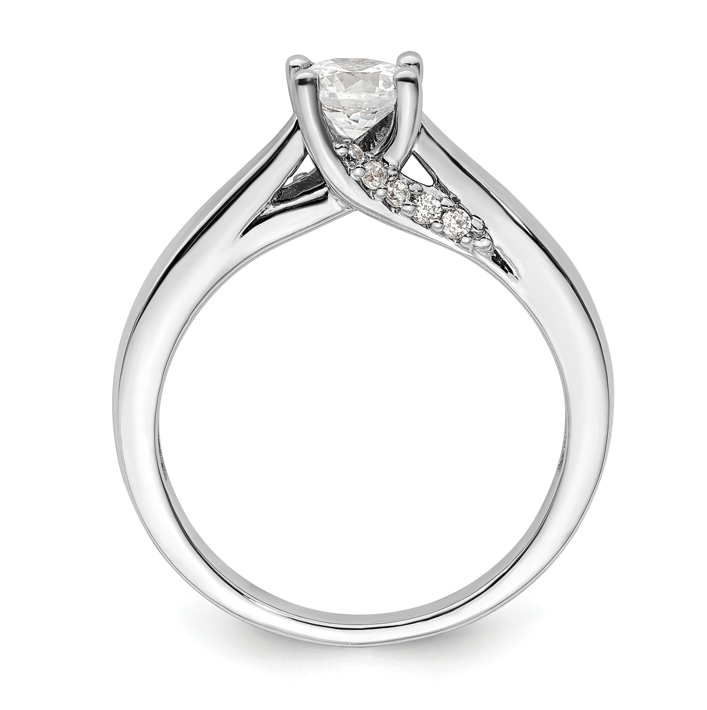 14k White Gold (Holds 1/2 carat (5.20 mm) Round) 4-Prong with 1/15 carat Diamond Semi-Mount Engagement Ring