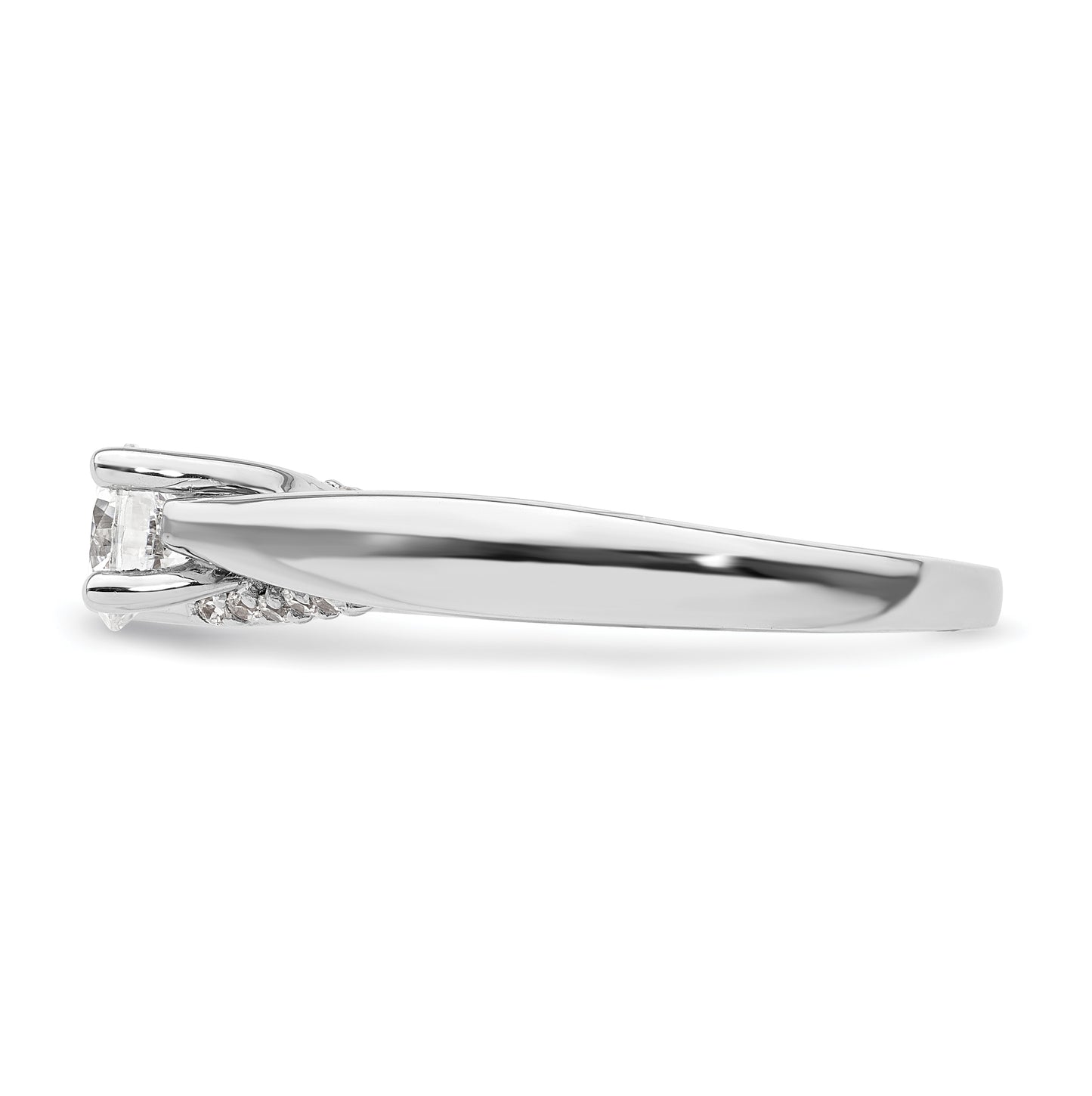 14k White Gold (Holds 1/2 carat (5.20 mm) Round) 4-Prong with 1/15 carat Diamond Semi-Mount Engagement Ring