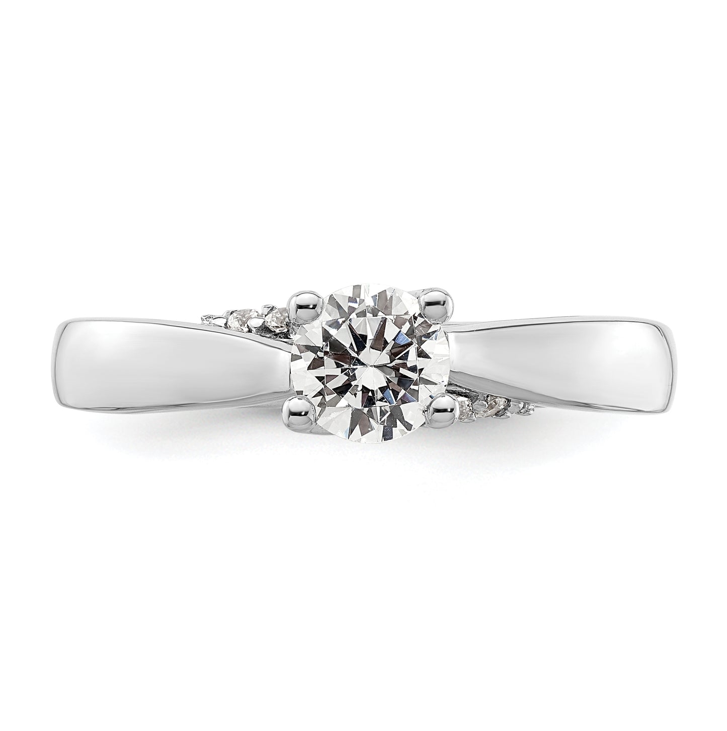 14k White Gold (Holds 1/2 carat (5.20 mm) Round) 4-Prong with 1/15 carat Diamond Semi-Mount Engagement Ring