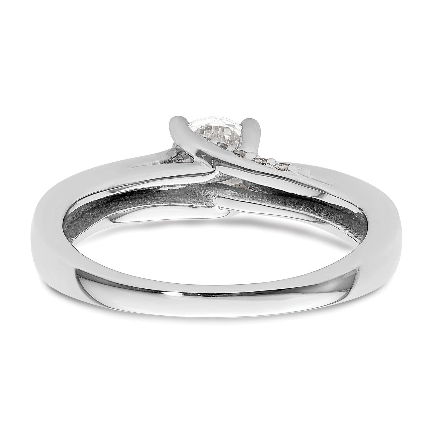 14k White Gold (Holds 1/2 carat (5.20 mm) Round) 4-Prong with 1/15 carat Diamond Semi-Mount Engagement Ring