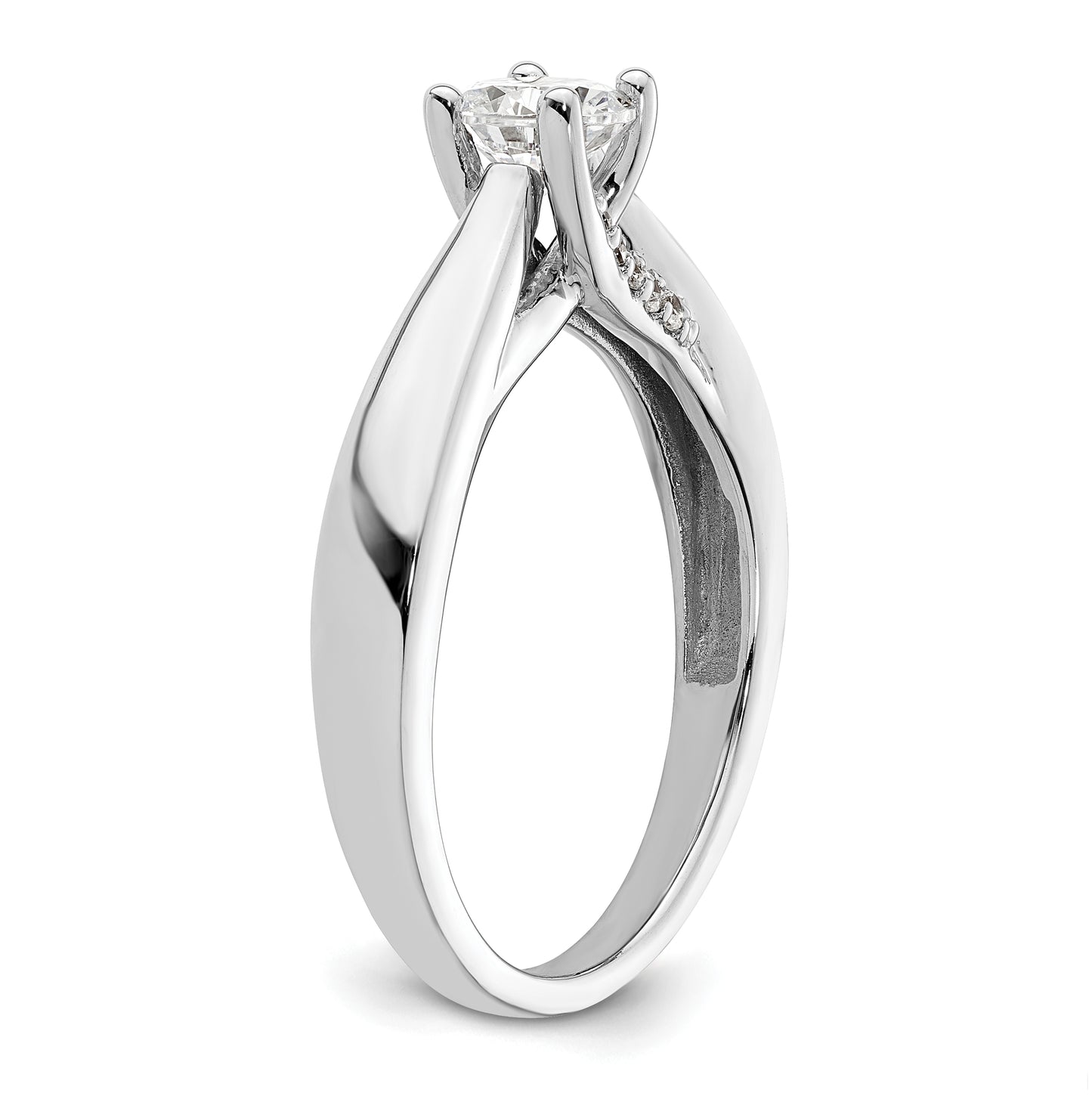 14k White Gold (Holds 1/2 carat (5.20 mm) Round) 4-Prong with 1/15 carat Diamond Semi-Mount Engagement Ring