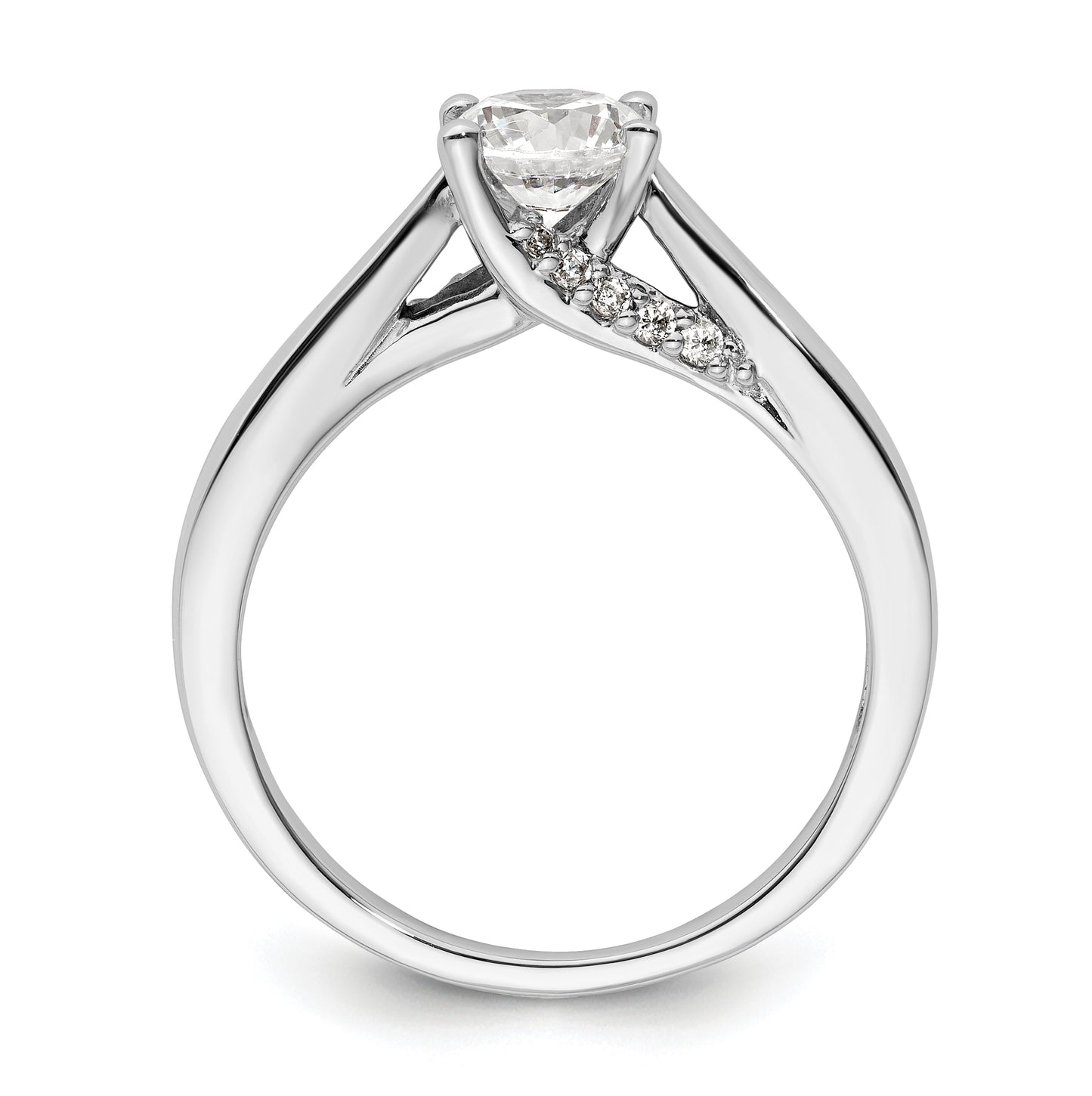 14k White Gold (Holds 3/4 carat (5.80 mm) Round) 4-Prong with 1/15 carat Diamond Semi-Mount Engagement Ring