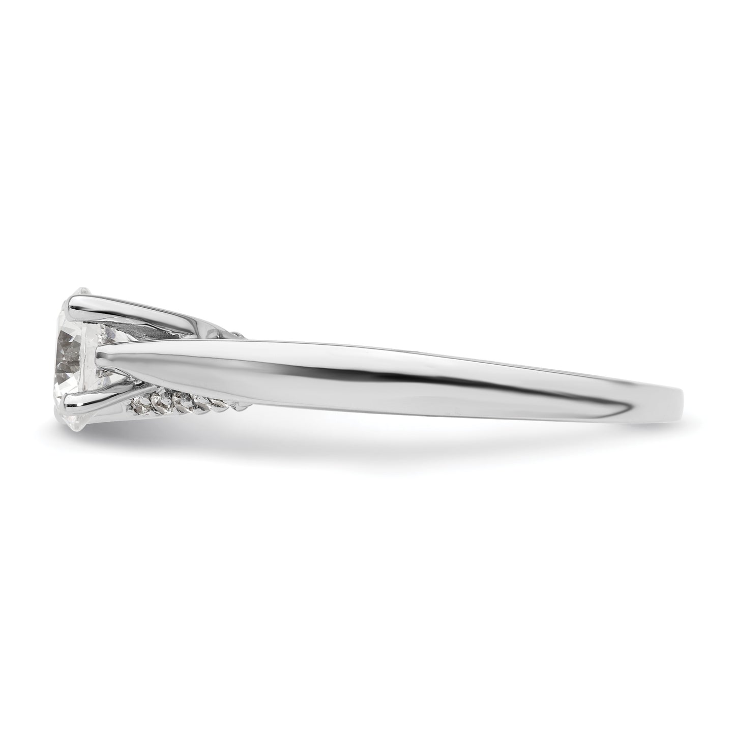 14k White Gold (Holds 3/4 carat (5.80 mm) Round) 4-Prong with 1/15 carat Diamond Semi-Mount Engagement Ring