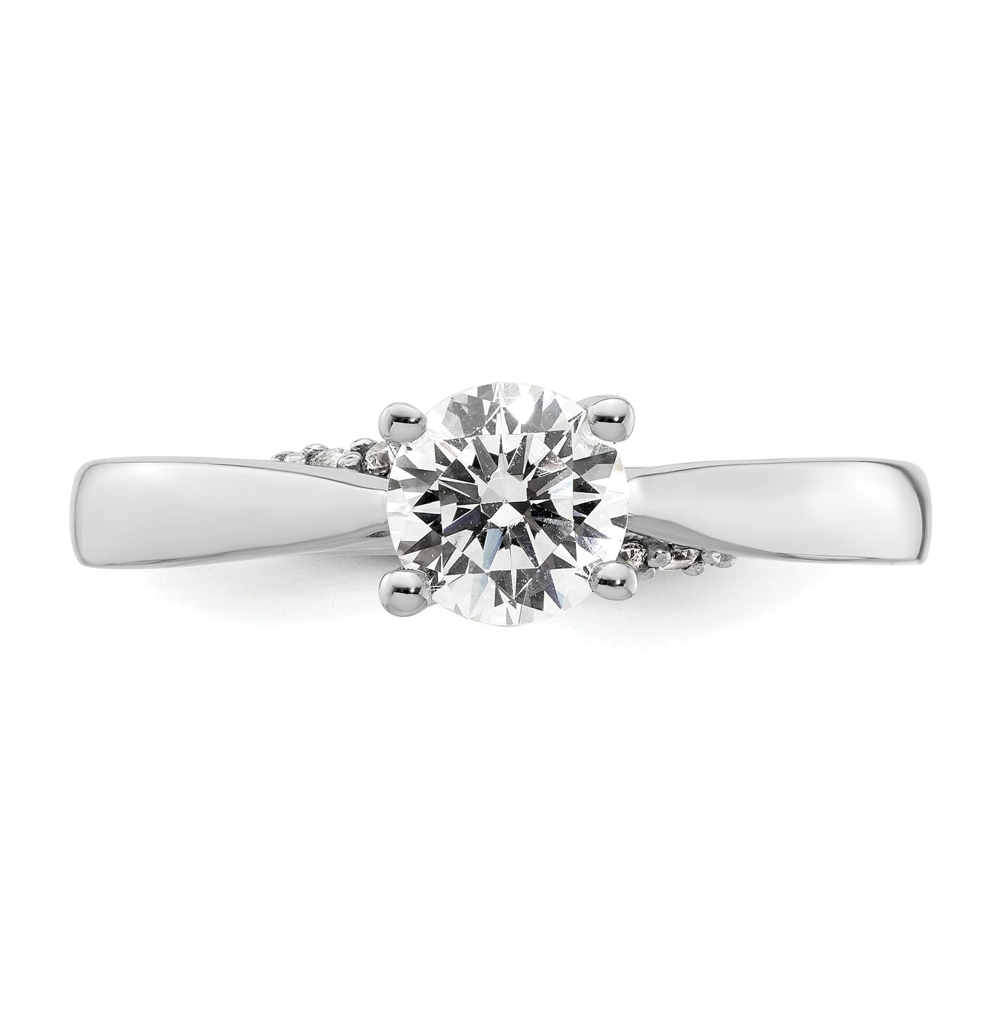 14k White Gold (Holds 3/4 carat (5.80 mm) Round) 4-Prong with 1/15 carat Diamond Semi-Mount Engagement Ring