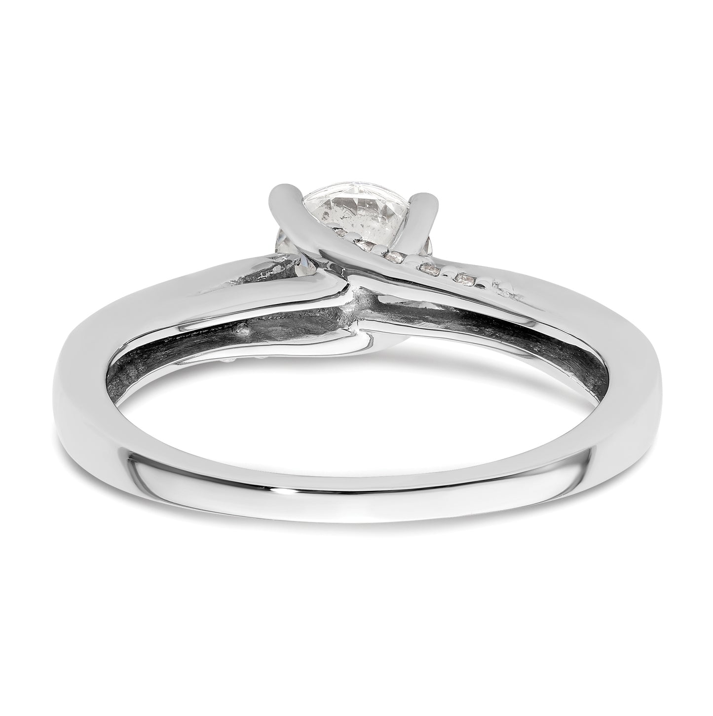 14k White Gold (Holds 3/4 carat (5.80 mm) Round) 4-Prong with 1/15 carat Diamond Semi-Mount Engagement Ring