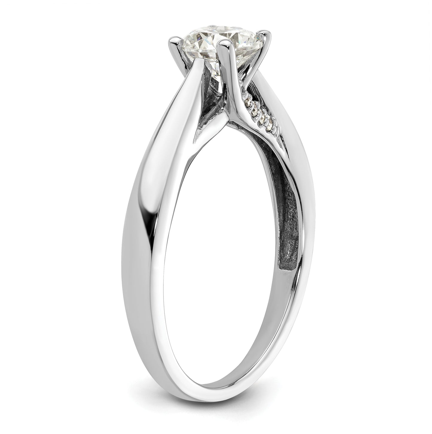 14k White Gold (Holds 3/4 carat (5.80 mm) Round) 4-Prong with 1/15 carat Diamond Semi-Mount Engagement Ring
