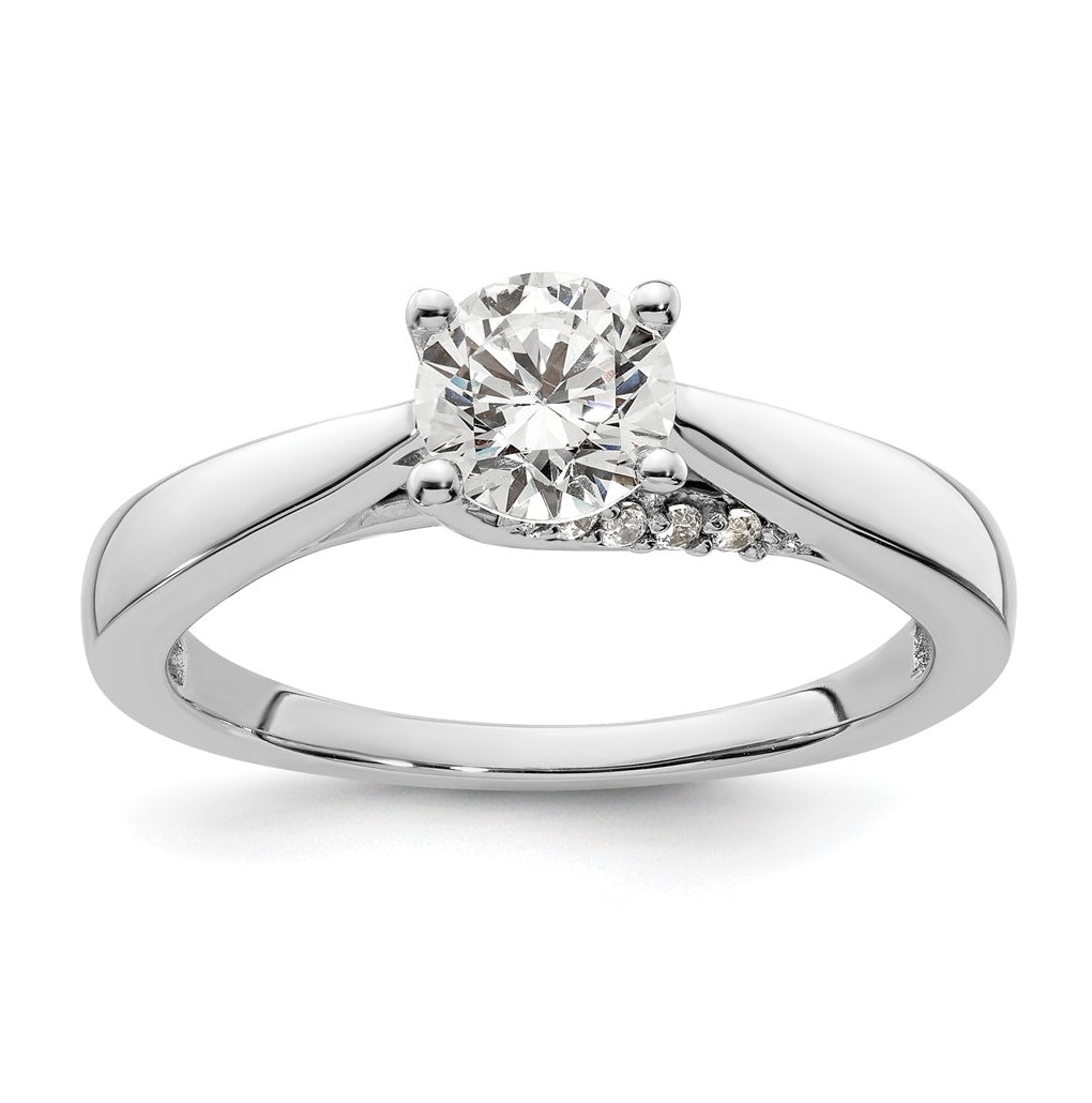 14k White Gold (Holds 3/4 carat (5.80 mm) Round) 4-Prong with 1/15 carat Diamond Semi-Mount Engagement Ring